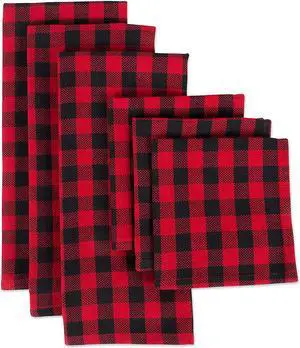 DII Tango Red Logger Check Dishtowel & Dishcloth (Set of 6)