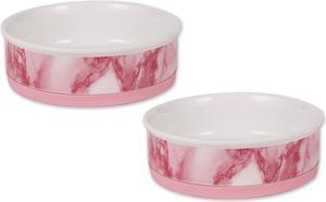 DII Pet Bowl Pink Marble Large 7.5Dx2.4H (Set of 2)
