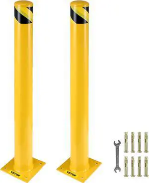 VEVOR Safety Bollard Steel Bollard Post Yellow Pipe Steel Barrier 48" H 4.5" D