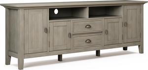 Redmond SOLID WOOD 72 inch TV Media Stand in Distressed Grey For TVs up to 80 inches