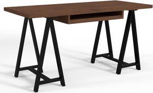 Sawhorse Solid Walnut Veneer and Metal Desk