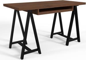 Sawhorse Solid Walnut Veneer and Metal Small Desk