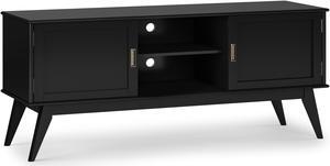 Draper SOLID HARDWOOD Mid Century Low TV Media Stand in Black For TVs up to 65 inches
