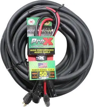 50 Ft. Power Cord/Audio Cable IEC Female to NEMA 15P & Balanced XLR-M to XLR-F
