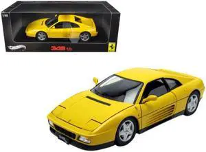 1989 Ferrari 348 TB Yellow Elite Edition 1/18 Diecast Car Model by Hotwheels