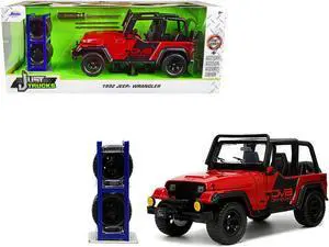1992 Jeep Wrangler DV8 Off-Road Red with Matt Black Stripes with Extra Wheels "Just Trucks" Series 1/24 Diecast Model Car by Jada