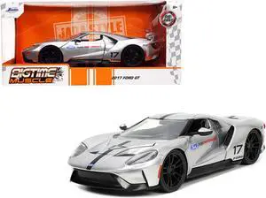 2017 Ford GT #17 Silver Metallic with Black Stripes "Ford Performance" "Bigtime Muscle" Series 1/24 Diecast Model Car by Jada