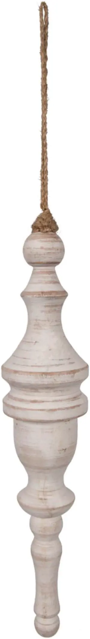 12" Whtwsh Turned Wood Finial Ornt 2/Bag