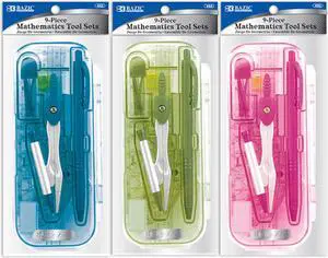 BAZIC Bright Color 9 Pcs. Math Tool Sets / Box Qty - 24