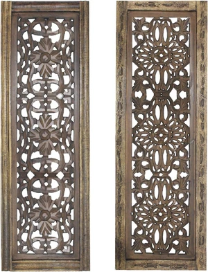 Benzara Elegant Sculpture-Wood Wall Panel 2 Assorted, 2 Piece Benzara Elegant Sculpture-Wood Wall Panel 2 Assorted, 2 Piece