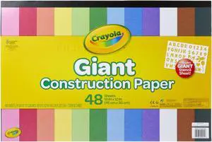 Crayola Giant Construction Paper and Stencils, 18 x 12 Inches, Pack of 48