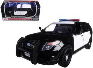 Motormax 76958 2015 Ford Interceptor Unmarked Police Car Black/White 1/24 Diecast Model Car