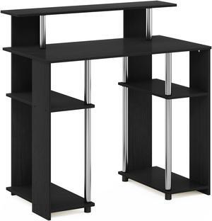 Furinno JAYA Simple Design Computer Writing Desk  Americano  Stainless Steel Tubes