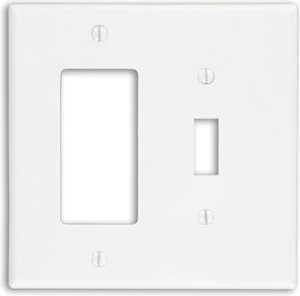Leviton PJ126-W White Midway Nylon Two Gang Combination Toggle Switch Decora Wall Plate Leviton PJ126-W White Midway Nylon Two Gang Combination Toggle Switch Decora Wall Plate