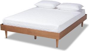 Baxton Studio Rina Mid-Century Modern Ash Wanut Finished Queen Size Wood Bed Frame