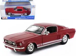1967 Ford Mustang GT Red with White Stripes 1/24 Diecast Model Car by Maisto