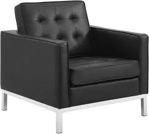 Loft Tufted Upholstered Faux Leather Armchair