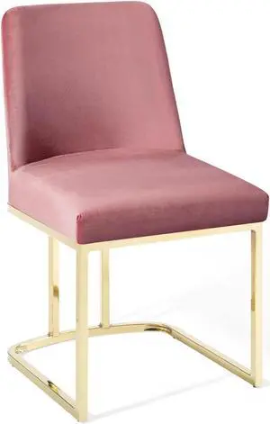Amplify Sled Base Performance Velvet Dining Side Chair Gold Dusty Rose