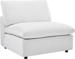 Commix Down Filled Overstuffed Performance Velvet Armless Chair White