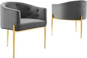 Savour Tufted Performance Velvet Accent Chairs - Set of 2 Gray
