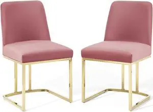 Amplify Sled Base Performance Velvet Dining Chairs - Set of 2