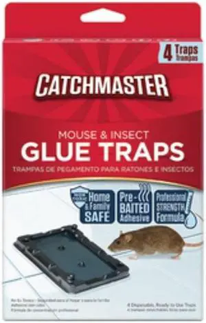 CATCHMASTER 104 Mouse & Insect Glue Trap, 6 in W x 3-1/2 in H, Non-Toxic, PK 4 CATCHMASTER 104 Mouse & Insect Glue Trap, 6 in W x 3-1/2 in H, Non-Toxic, PK 4