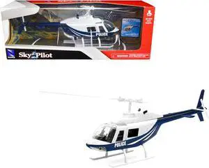 Bell 206 Helicopter Dark Blue and White "Police" "Sky Pilot" Series 1/34 Diecast Model by New Ray Bell 206 Helicopter Dark Blue and White "Police" "Sky Pilot" Series 1/34 Diecast Model by New Ray