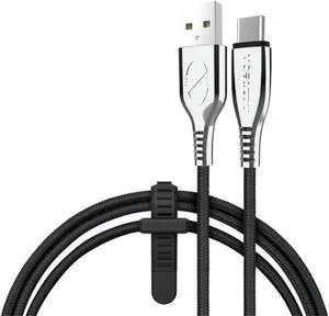 Naztech 15499 6-Ft. Titanium USB to USB-C Braided Cable (Black)