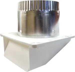 Lambro 143WTP 4-In. White Plastic Under Eave Vent with Weather Damper and Tail Pipe