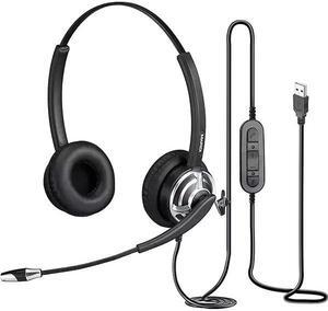 Duo PC Headset with Mic Noise Canceling for Laptop Teams Zoom Office Call Center VoIP Phone Calls
