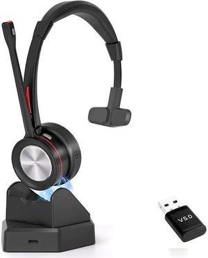 Bluetooth Headset with Mic Noise Canceling for Truck Driver Office Call Center