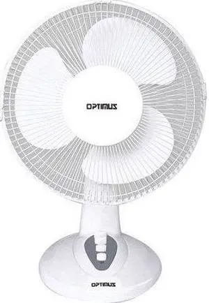 Optimus F-1230 12-Inch Oscillating 3-Speed Table Fan, White