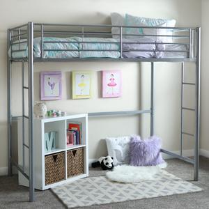 Walker Edison Silver Metal Twin Loft Bed