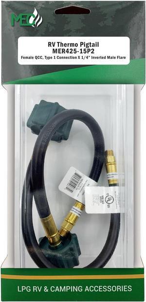 Marshall Excelsior MER425-15P2 Thermo Pigtail, 1/4" Inverted Flare X QCC - 15", Pack of 2