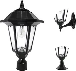 Windsor Bulb Solar Light - Wall/Pier/3" Fitter Mount - Black