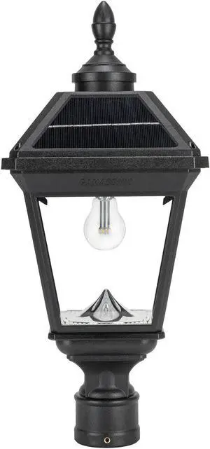 Imperial Bulb II Solar Post Light with 3" Fitter - Black