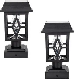 Luna II Solar Post Cap/Pier Mount Light  Black 2 PK