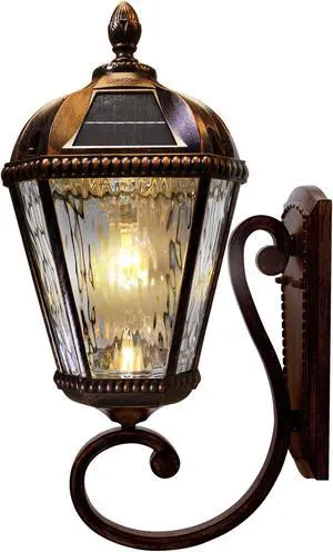 Gama Sonic Gs-98B-W-Bb Royal Bulb Lamp Outdoor Solar Light Fixture, Wall Mount Sconce, Brushed Bronze