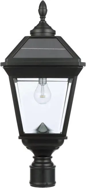 Imperial Bulb Solar Post Light with Trapezoidal Solar Panels with 3" Fitter Mount