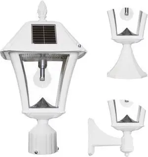 Baytown II Bulb Solar Light with GS Light Bulb- Wall/Pier/3" Fitter Mounts - White