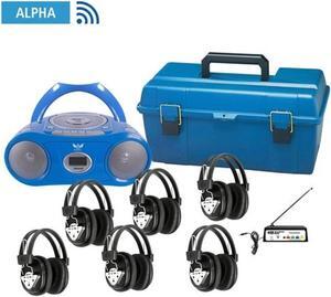 HamiltonBuhl Wireless 6 Person Listening Center with Bluetooth, CD/Cassette/FM Boombox