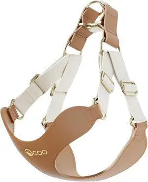 VOOCOO #OOTD Pet Harness and Leash Set (Leather Handle)(Medium Latte)
