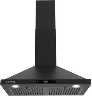 30 in. Ducted Wall Mount Range Hood in Matte Black with Touch Controls, LED Lighting and Permanent Filters