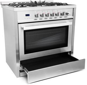 36 In. 3.8 Cu. Ft. Single Oven Gas Range With 5 Burner Cooktop And Heavy Duty Cast Iron Grates In Stainless Steel