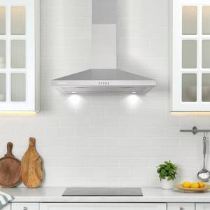 30" Ducted Wall Mount Range Hood, Stainless Steel With LED Lighting