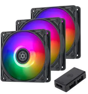 SilverStone Technology Vista 120 ARGB 3 Fan Pack with ARGB Controller, SST-VS120B-ARGB-3PK