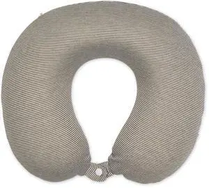 Bucky Jersey Stripe - Memory Foam Neck Pillow - Taupe Stripe