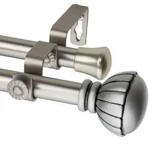 Yulania Double Curtain Rod 3/4 inch dia. 28-48" - Satin Nickel