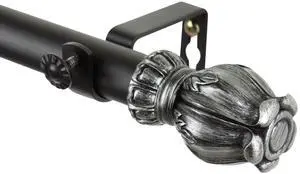 Susie Curtain Rod 1" OD 66-120 inch  - Black
