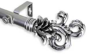 Federer Curtain Rod 1" OD 120-170 inch  - Satin Nickel